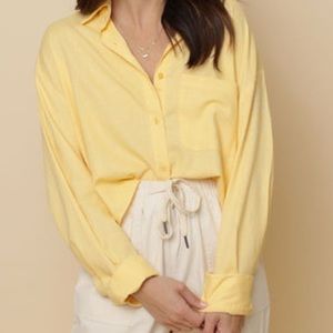 Boutique, preppy Spring Yellow Button Down Top
